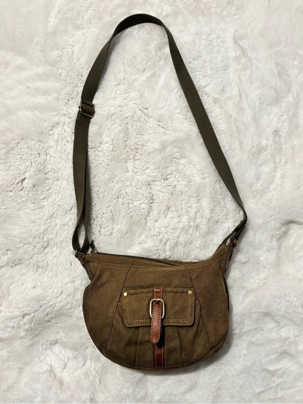 Fossil Genuine Classic 1954 Olive Canvas Crossbody Bag
